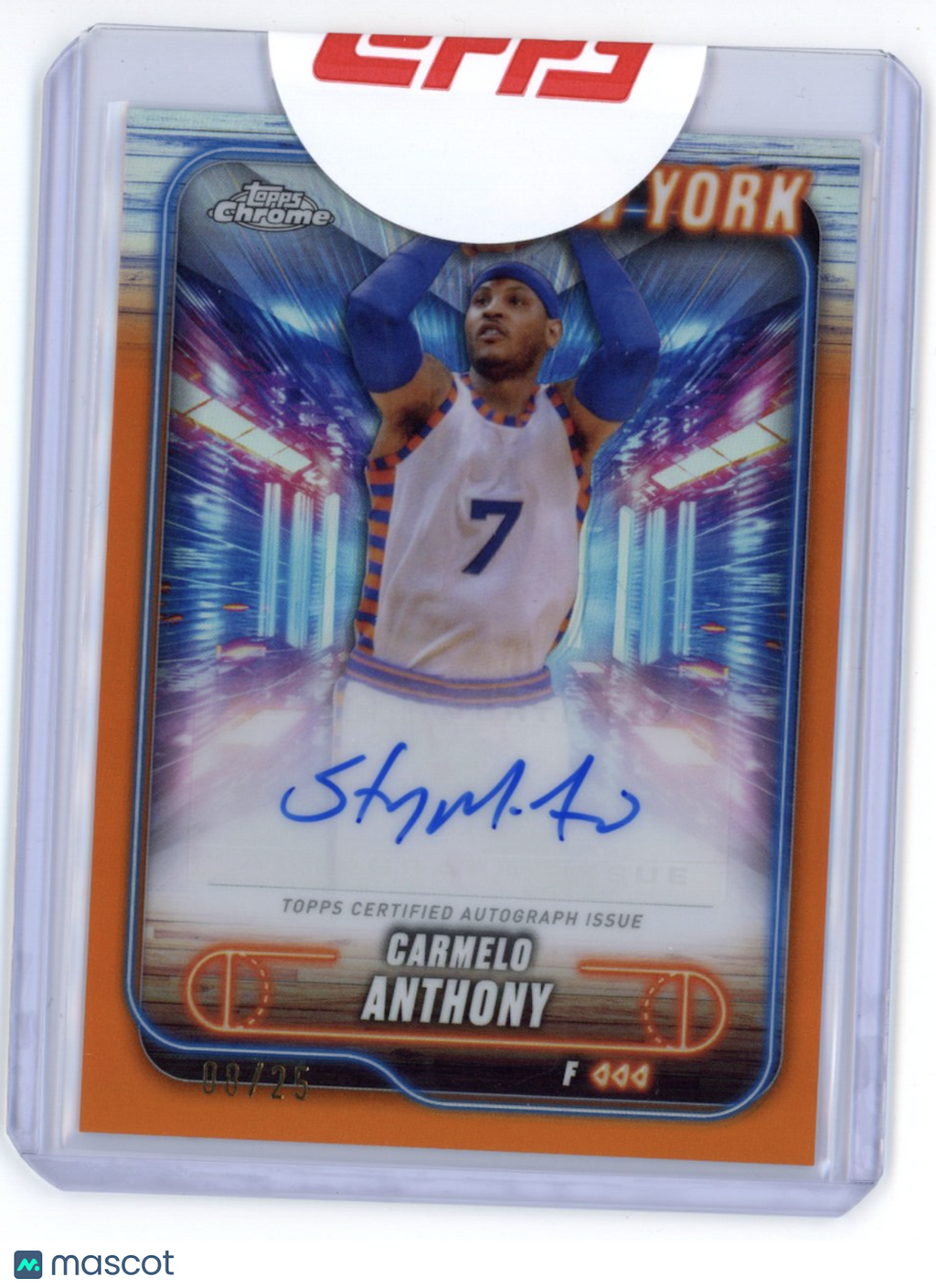 CARMELO ANTHONY 2024-25 Topps Chrome Auto Orange Refractor /25 #TCA-CA Knicks