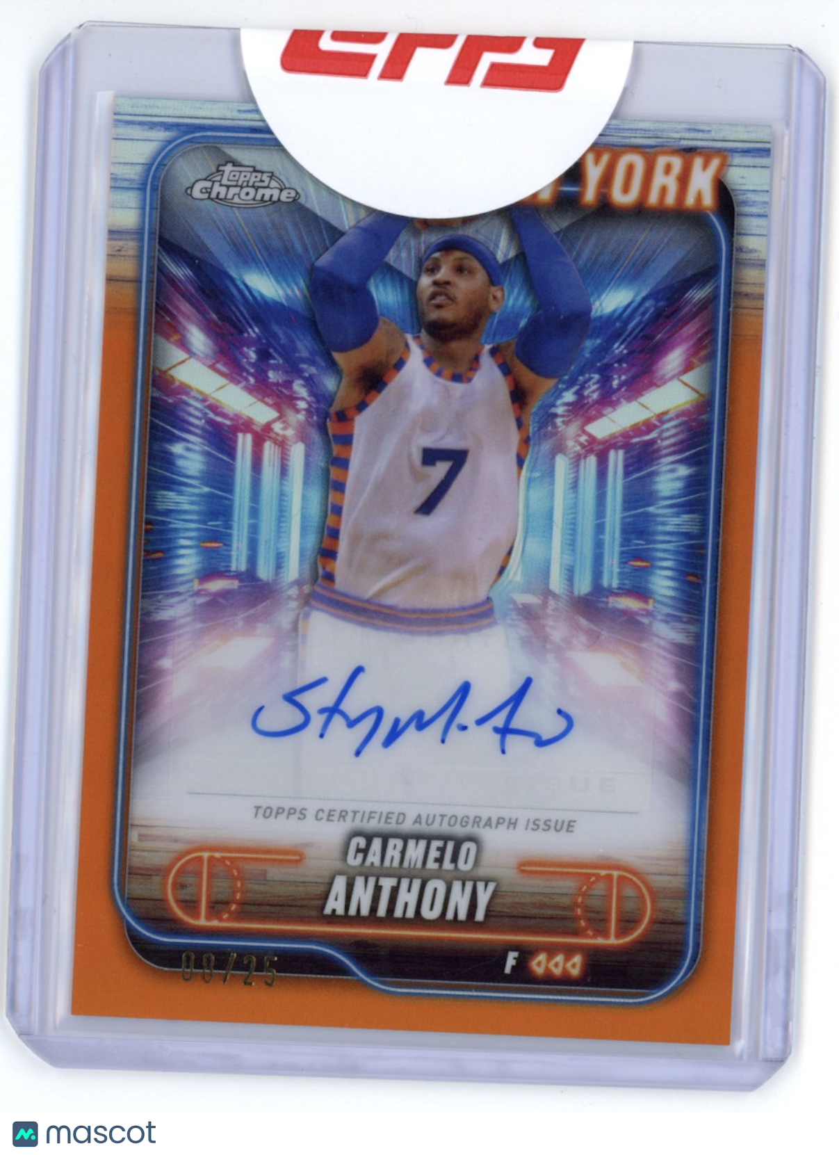 CARMELO ANTHONY 2024-25 Topps Chrome Auto Orange Refractor /25 #TCA-CA Knicks