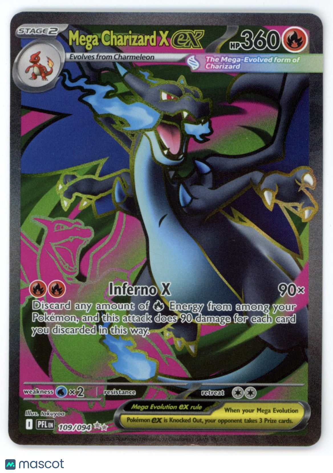 MEGA CHARIZARD X EX Pokemon Mega Evolution Phantasmal Flames #109 Ultra Rare