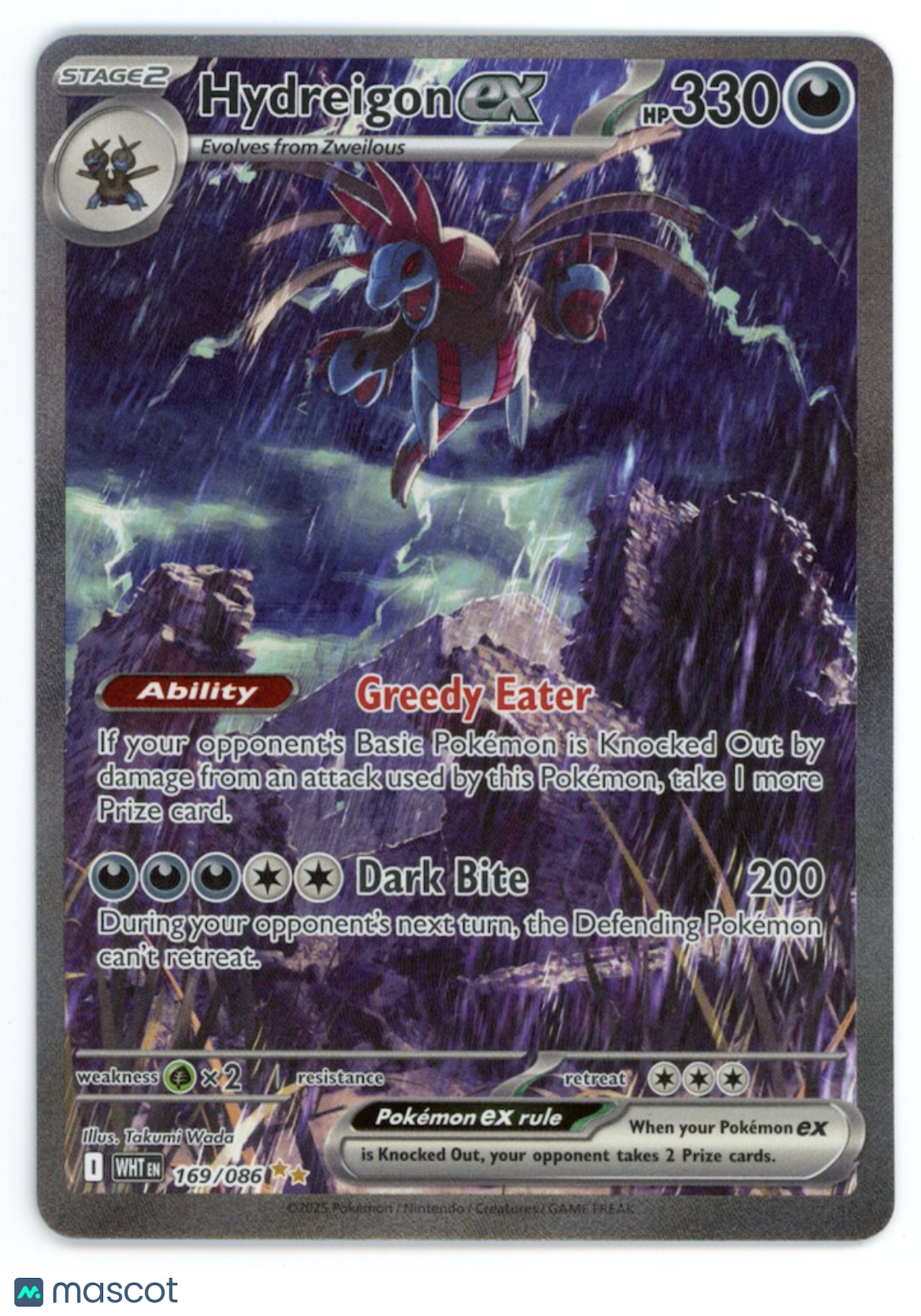 HYDREIGON EX Pokemon Scarlet Violet White Flare #169 Special Illustration Rare