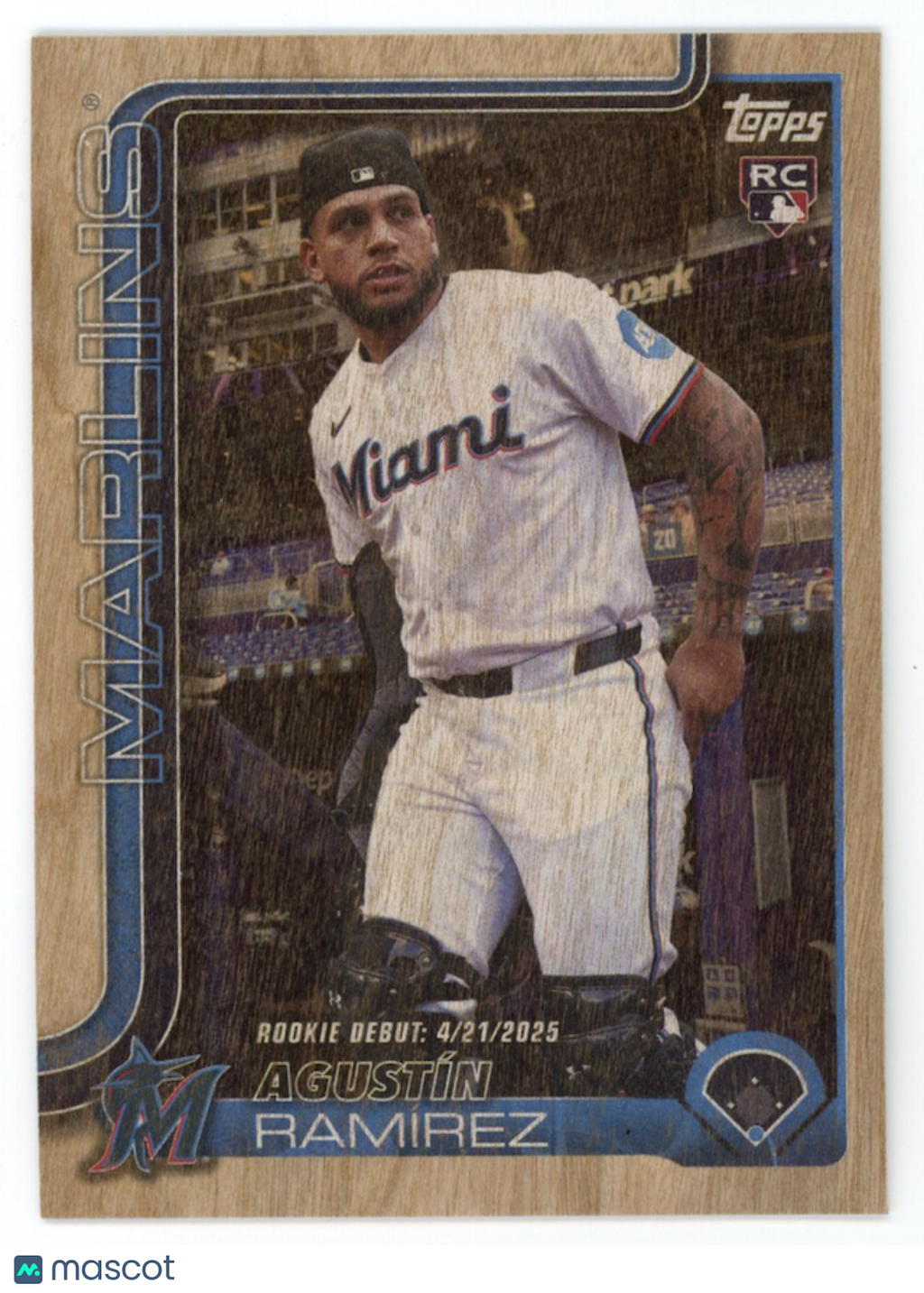 AGUSTIN RAMIREZ 2025 Topps Update Series Wood Rookie /25 #US332 Marlins