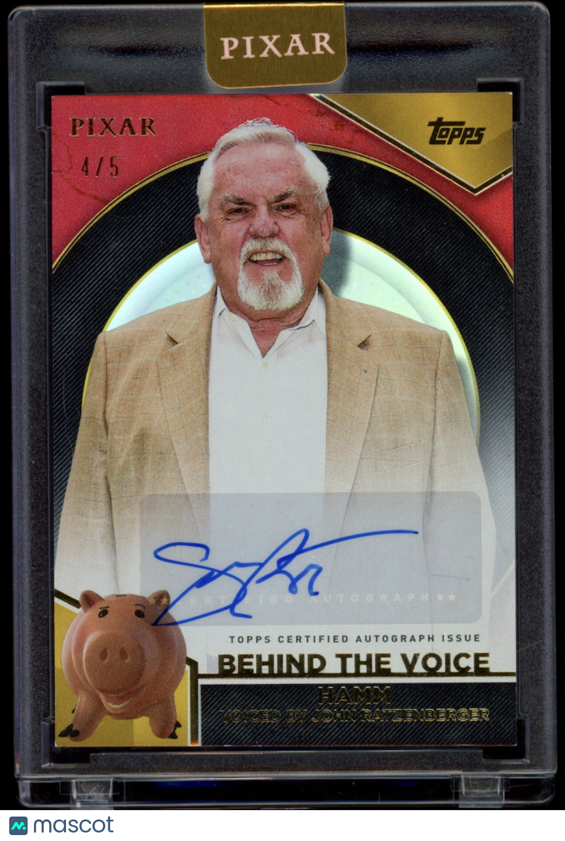 HAMM JOHN RATZENBERGER 2025 Topps Pixar Gold Behind the Voice Red Auto /5