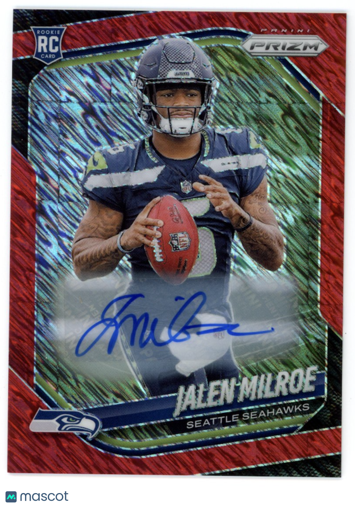 JALEN MILROE 2025 Panini Prizm Red Shimmer FOTL Rookie Auto /35 #317 Seahawks