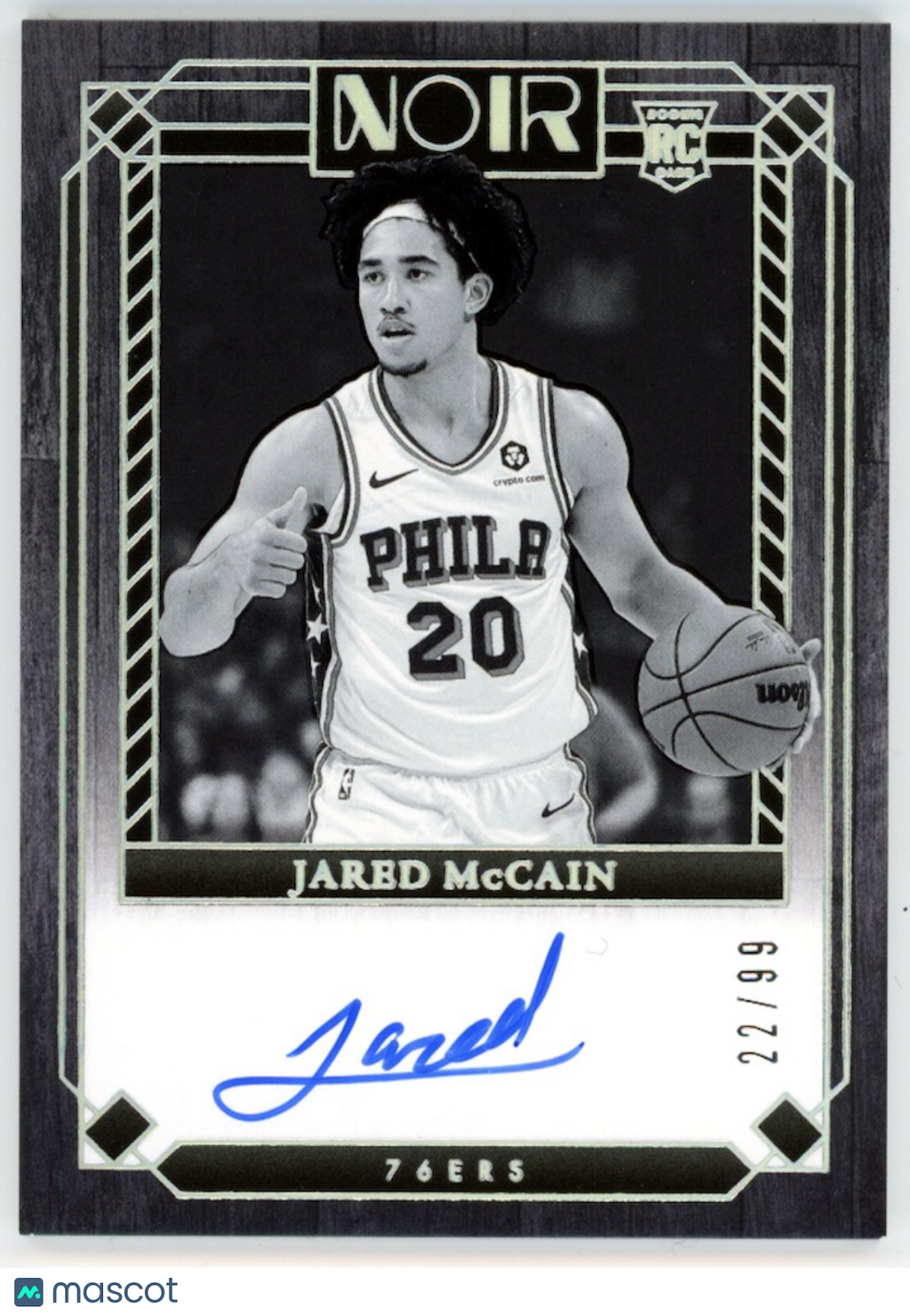 JARED MCCAIN 2024-25 Panini Noir Rookie Auto /99 #398 76ers