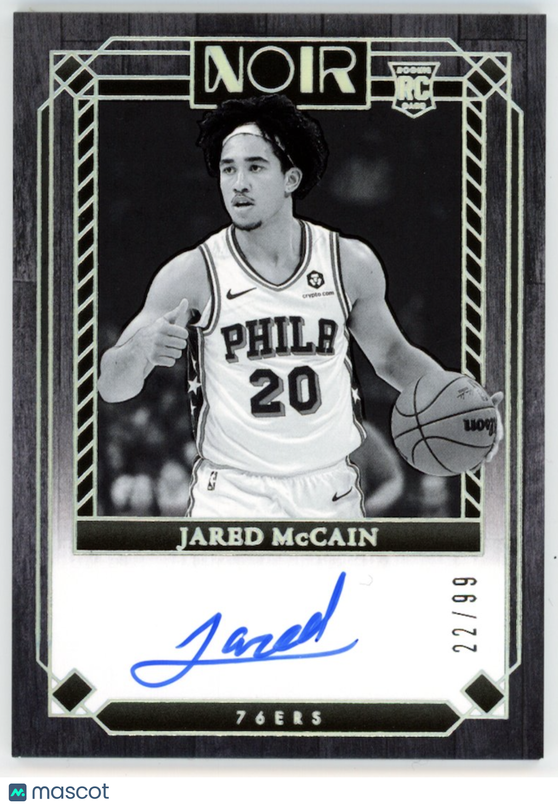 JARED MCCAIN 2024-25 Panini Noir Rookie Auto /99 #398 76ers
