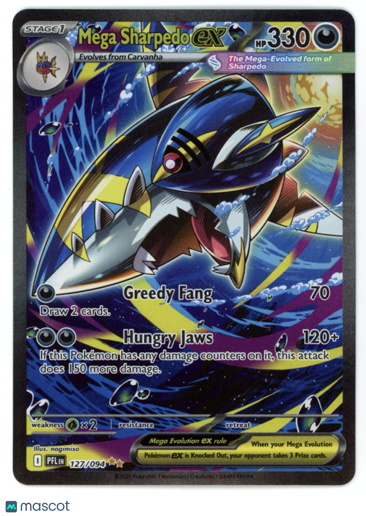 MEGA SHARPEDO EX Pokemon Phantasmal Flames #127/094 Special Illustration Rare