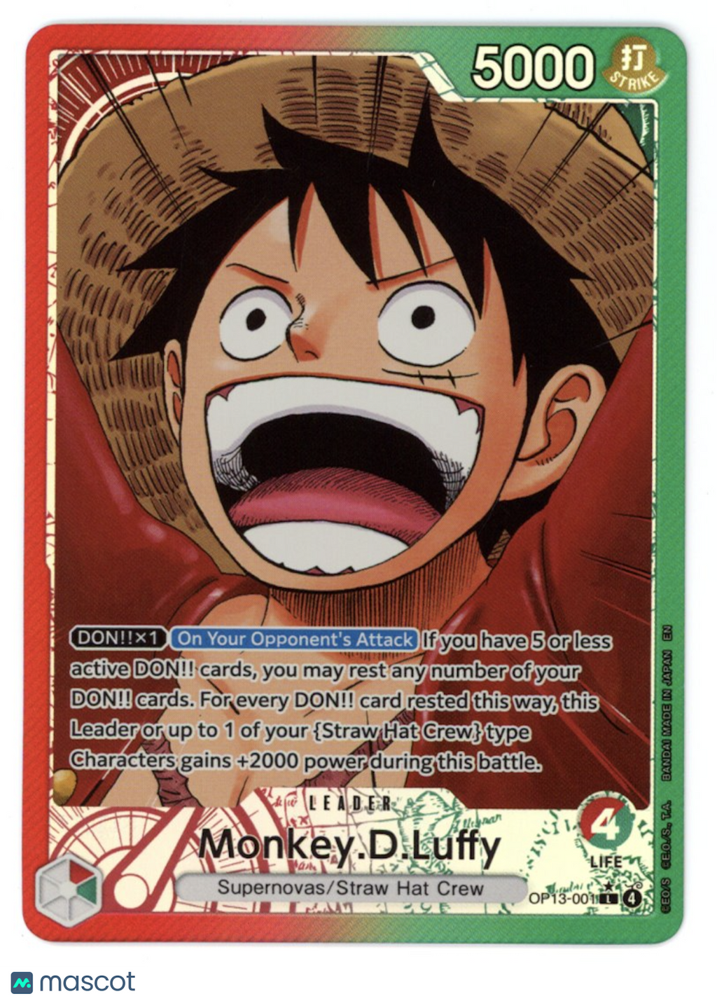 MONKEY.D.LUFFY 2025 One Piece Carrying On His Will OP13-001  Leader Parallel