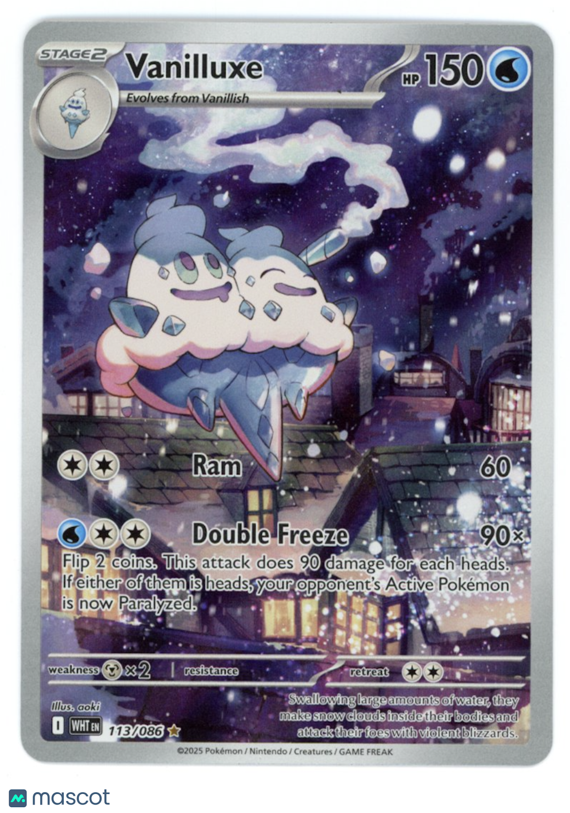 VANILLUXE 2025 Pokemon Scarlet & Violet White Flare #113/086 Illustration Rare