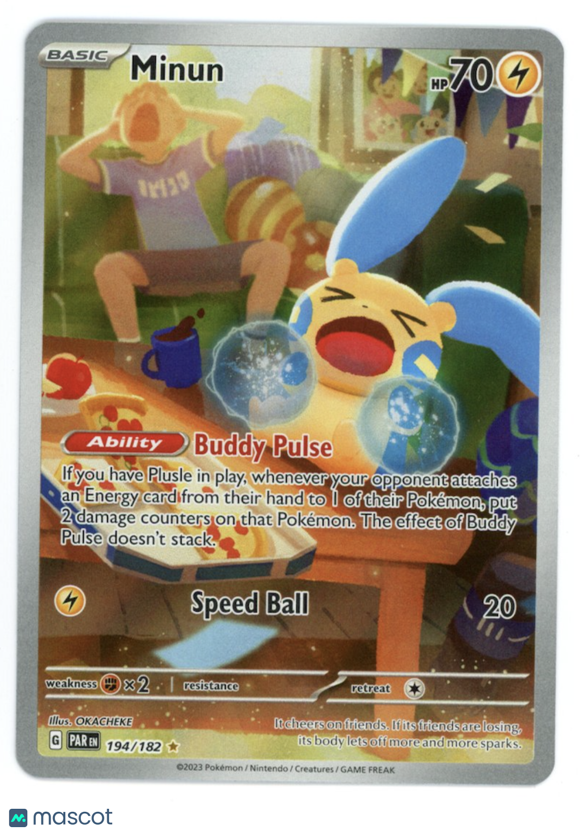 MINUN 2023 Pokemon Scarlet & Violet Paradox Rift #194 Illustration Rare