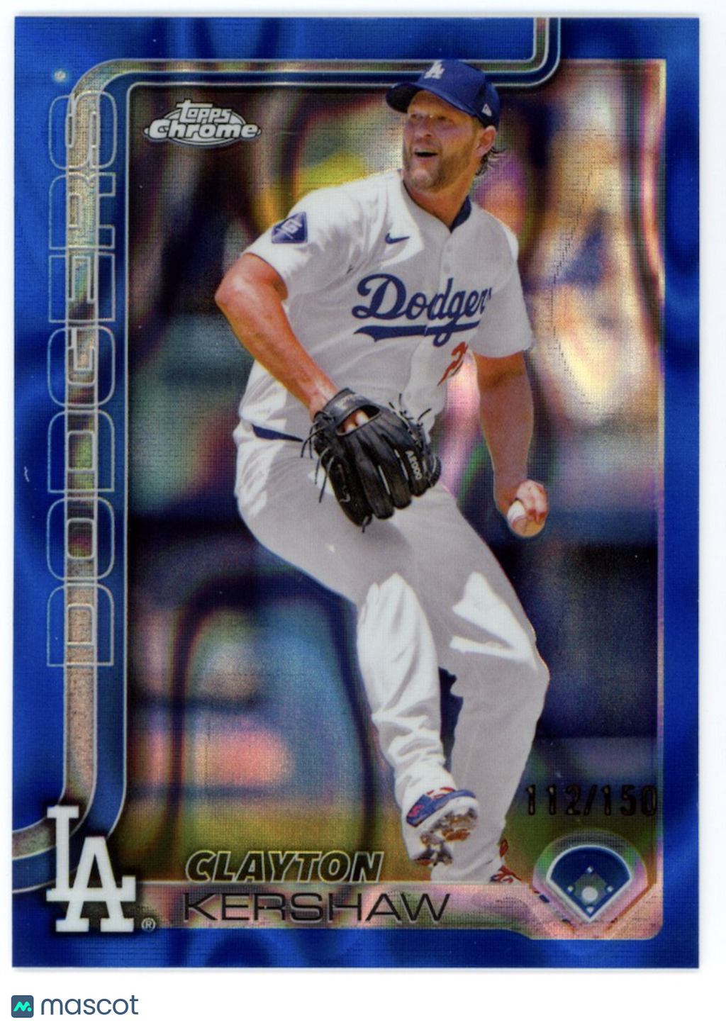CLAYTON KERSHAW 2025 Topps Chrome Blue Raywave Refractor /150 #88 Dodgers