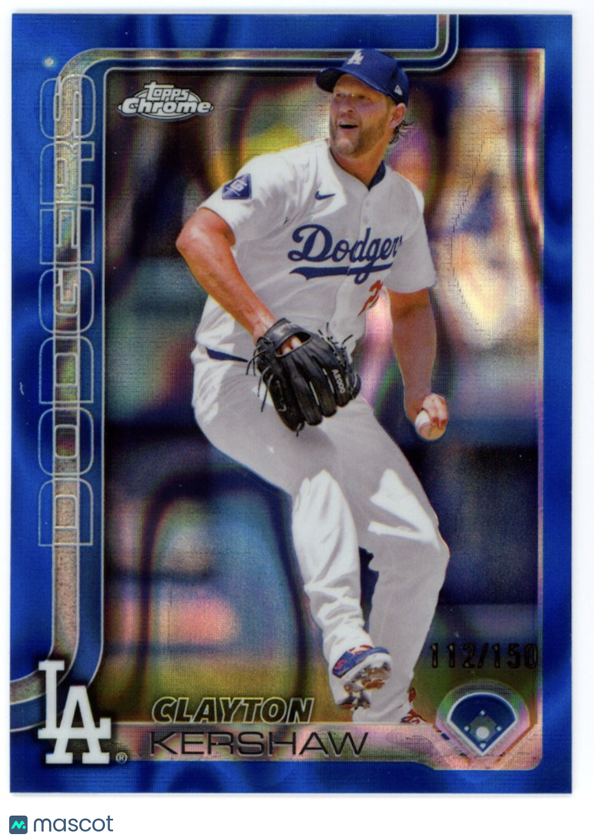 CLAYTON KERSHAW 2025 Topps Chrome Blue Raywave Refractor /150 #88 Dodgers
