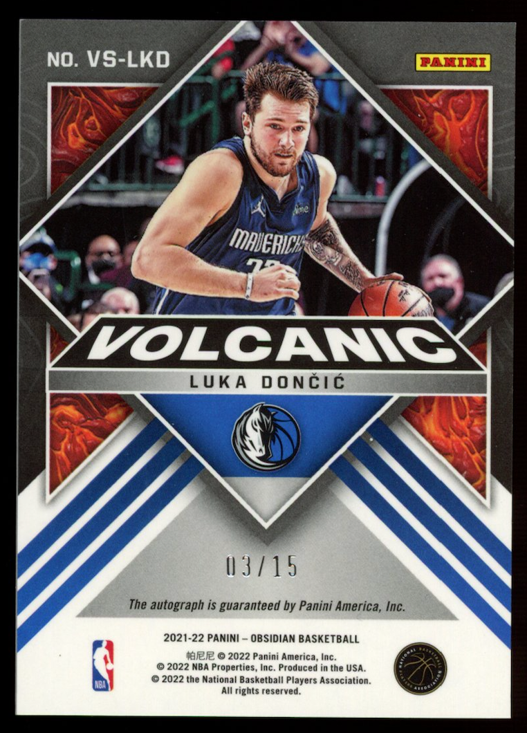 LUKA DONCIC 2021-22 Panini Obsidian Volcanic Auto Electric Etch Green /15 #VSLKD