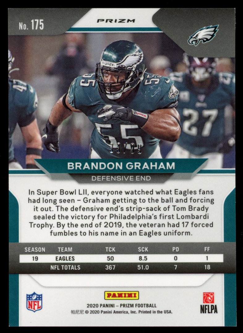 BRANDON GRAHAM 2020 Panini Prizm Blue Ice /99 #175 Eagles