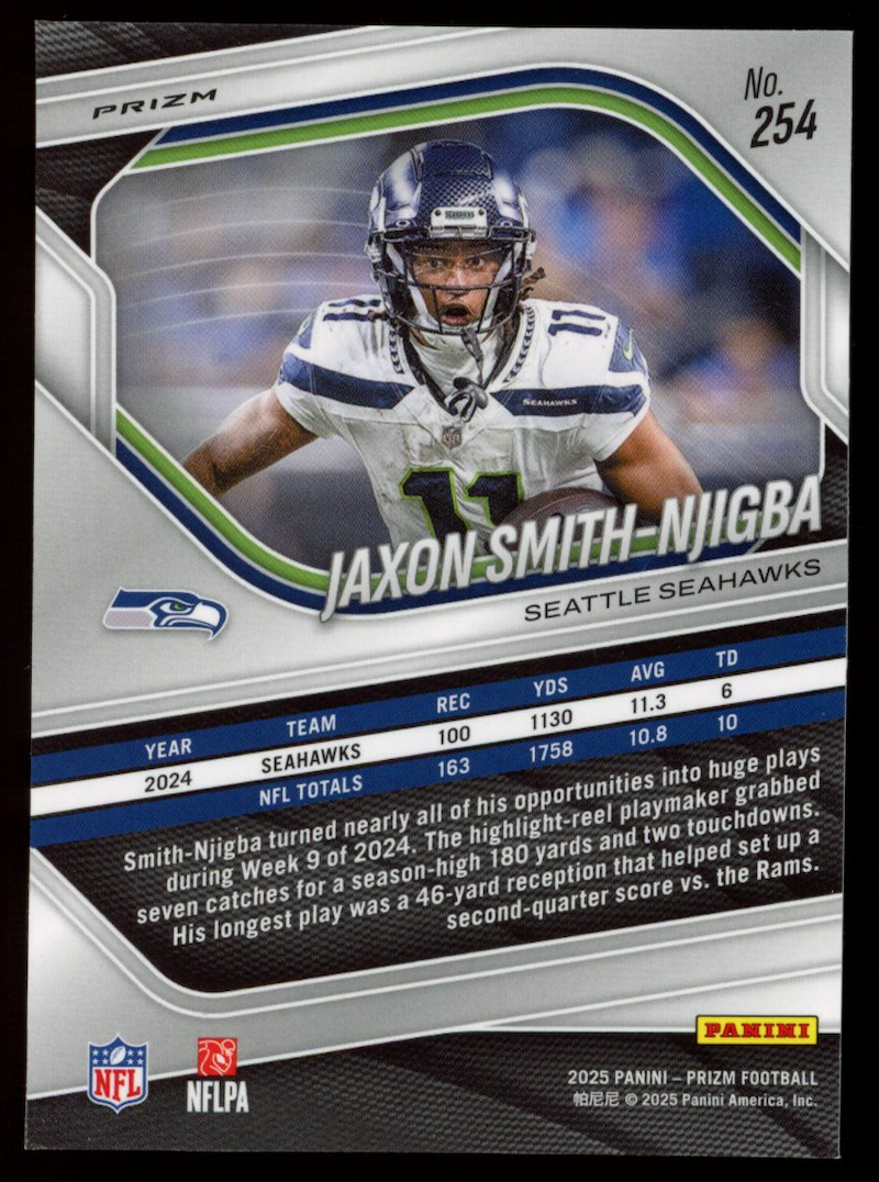 JAXON SMITH-NJIGBA 2025 Panini Prizm Black and Blue Checker #254 Seahawks