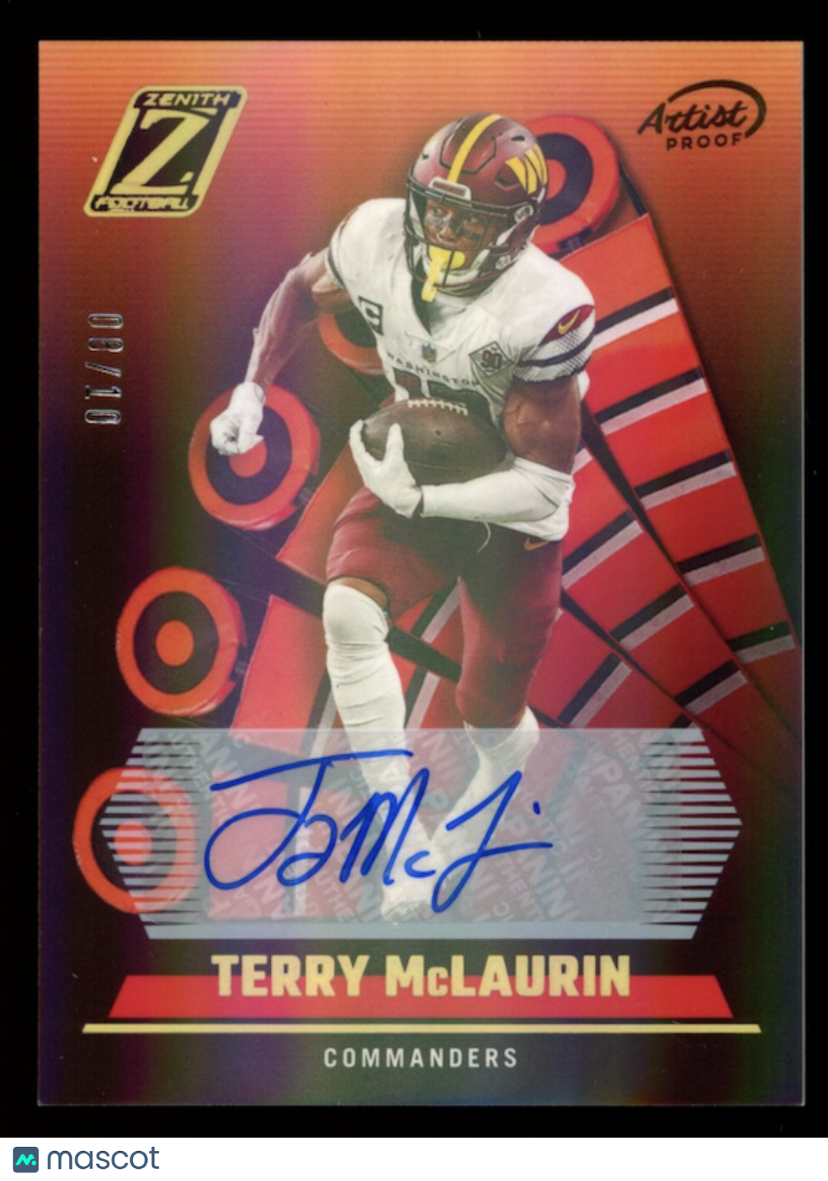 TERRY MCLAURIN 2022 Panini Zenith Artist Proof Auto /10 #25 Commanders