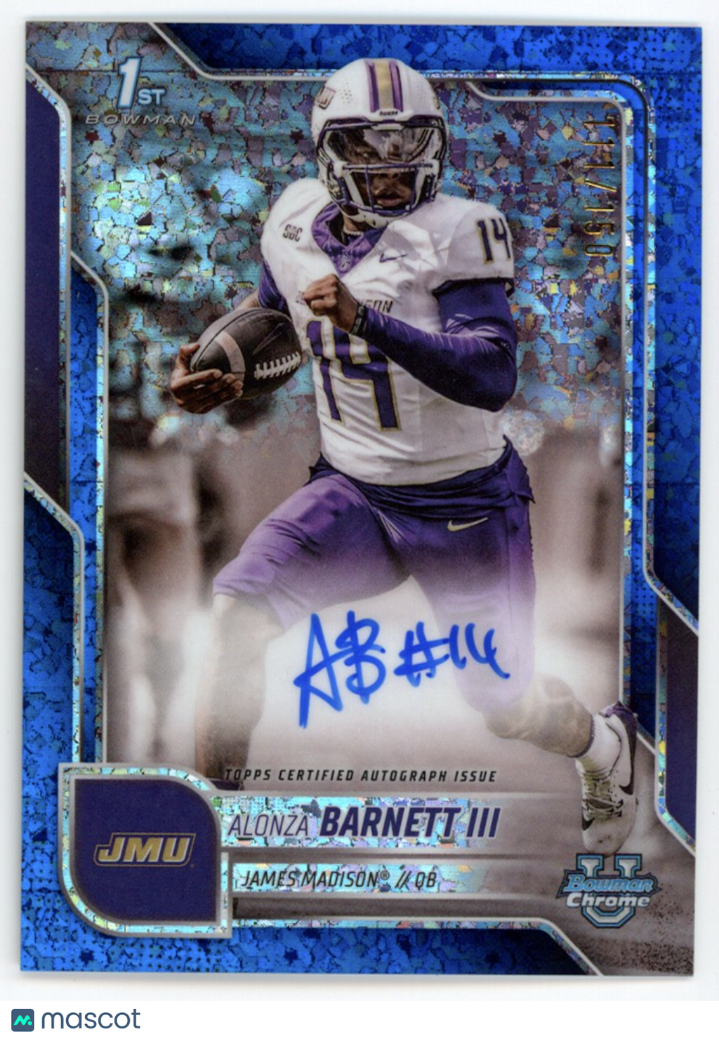 ALONZA BARNETT III 2025 Bowman U Chrome 1st Blue Mini Diamond Auto /150 #BCA-AB