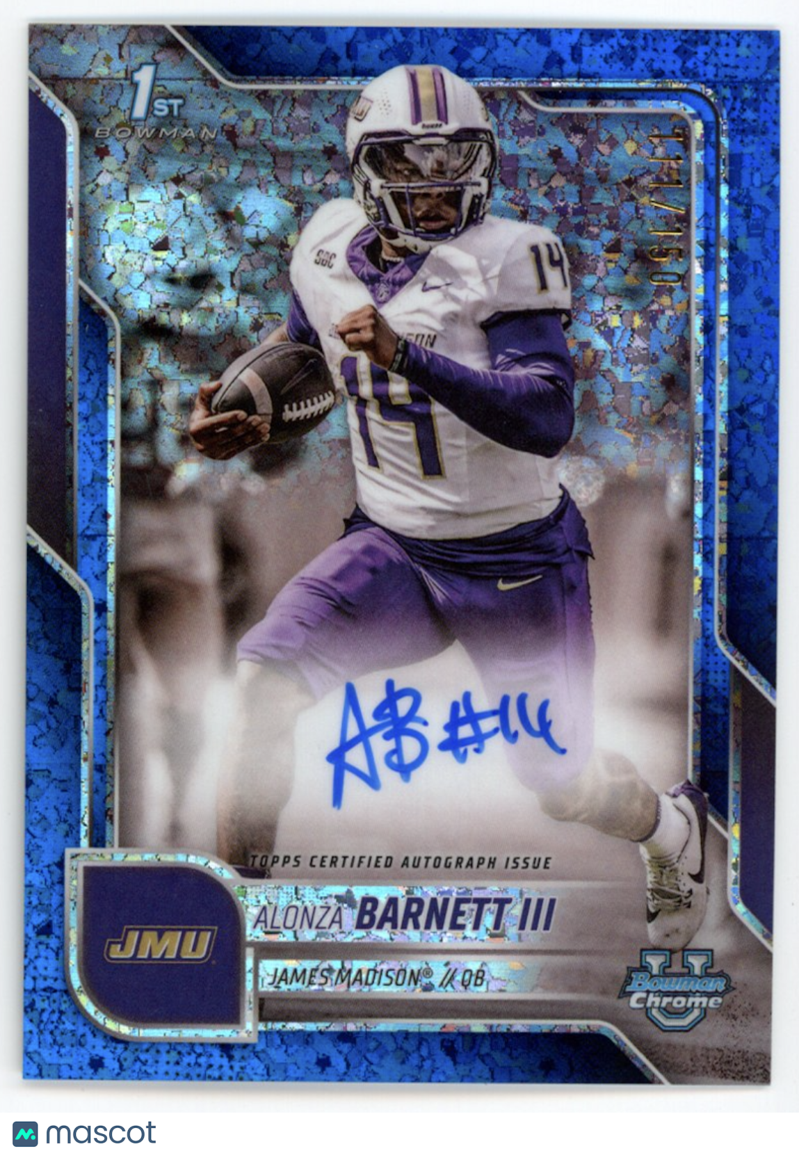 ALONZA BARNETT III 2025 Bowman U Chrome 1st Blue Mini Diamond Auto /150 #BCA-AB