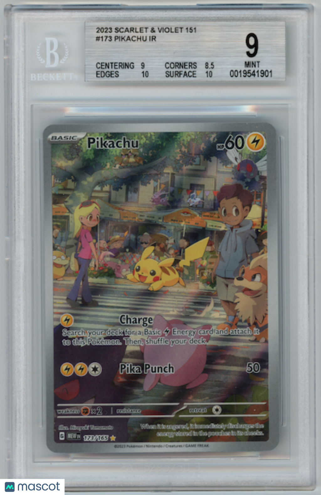 PIKACHU 2023 Pokemon Scarlet Violet MEW 151 #173 Illustration Rare BGS 9 MINT