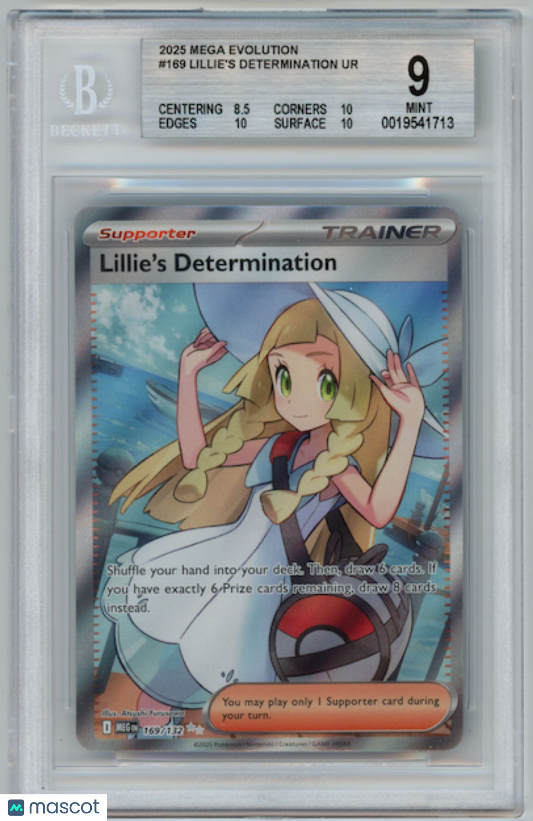 LILLIE'S DETERMINATION 2025 Pokemon Mega Evolution #169 Full Art BGS 9 MINT