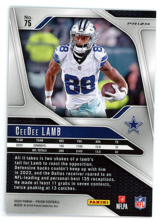 CEEDEE LAMB 2024 Panini Prizm Retail Blue SSP #75 Cowboys