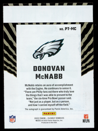 DONOVAN MCNABB 2022 Panini Clearly Donruss Passing the Torch Auto /199 #PT-MC