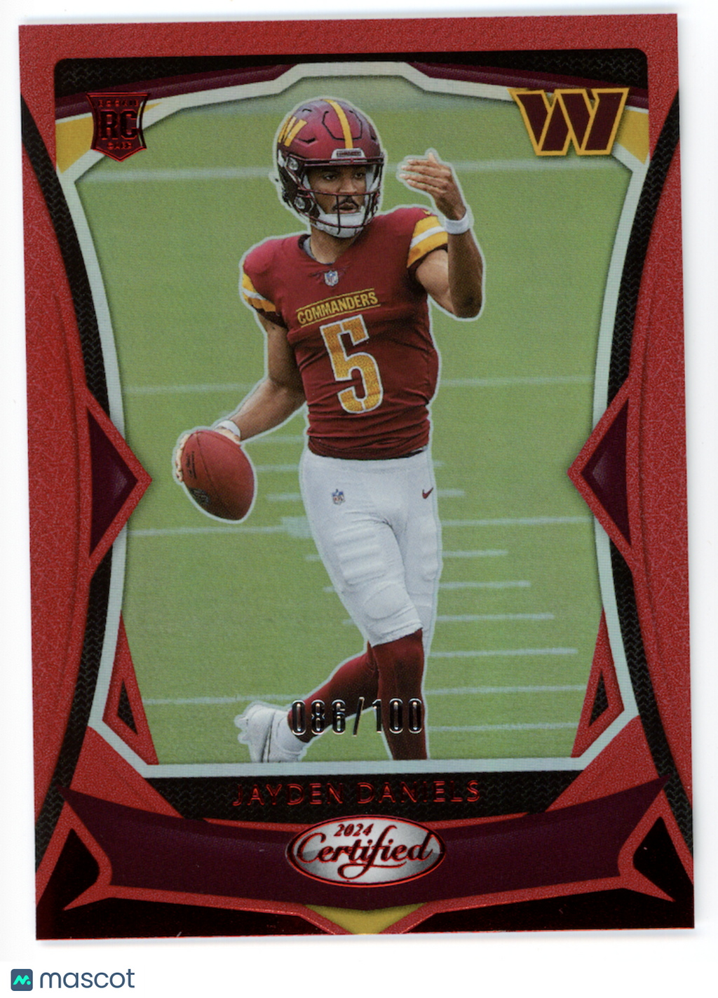 JAYDEN DANIELS 2024 Panini Certified Mirror Red Rookie /100 #102 Commanders
