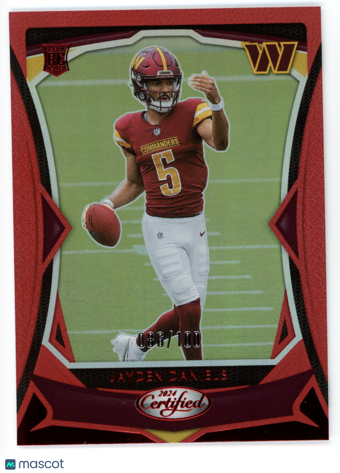 JAYDEN DANIELS 2024 Panini Certified Mirror Red Rookie /100 #102 Commanders