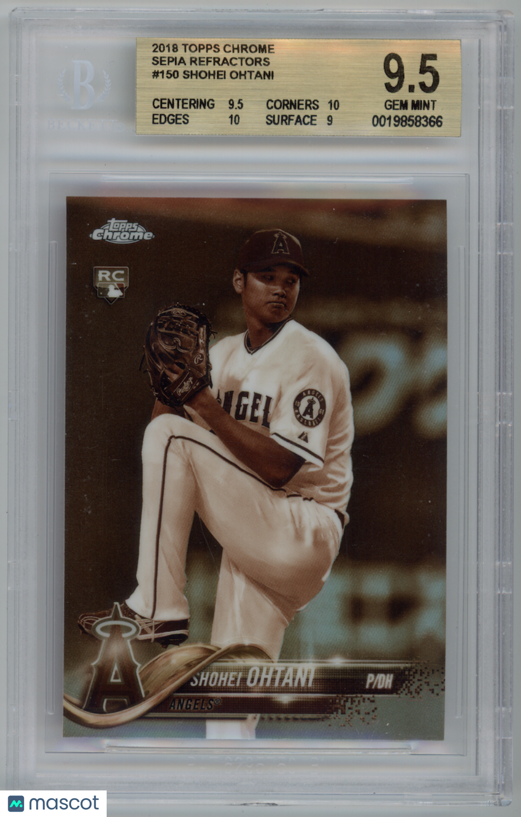SHOHEI OHTANI 2018 Topps Chrome Sepia Refractor Rookie #150 BGS 9.5 Angels
