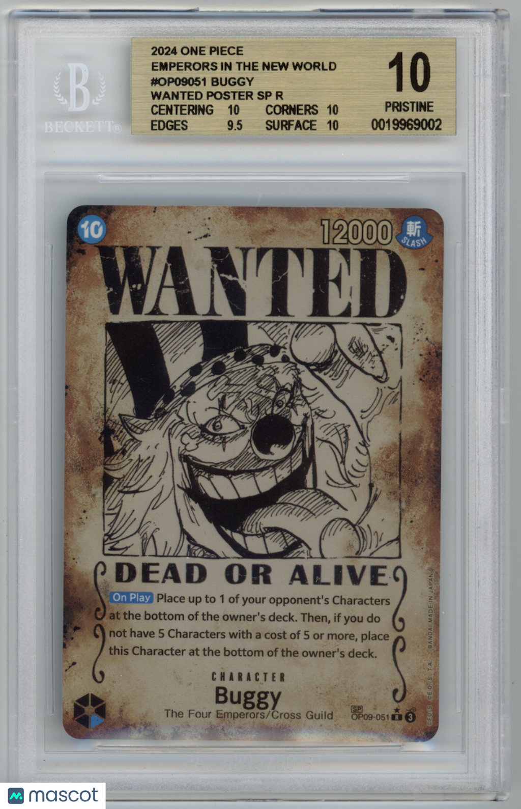 BUGGY One Piece Emperors in New World Wanted Poster #OP09-051 BGS 10 PRISTINE