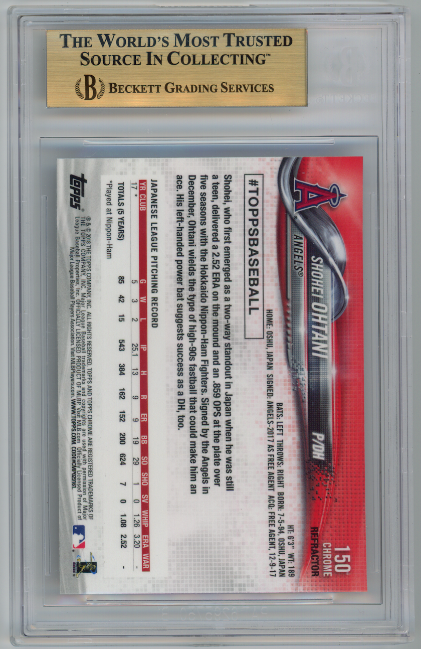 SHOHEI OHTANI 2018 Topps Chrome Sepia Refractor Rookie #150 BGS 9.5 Angels