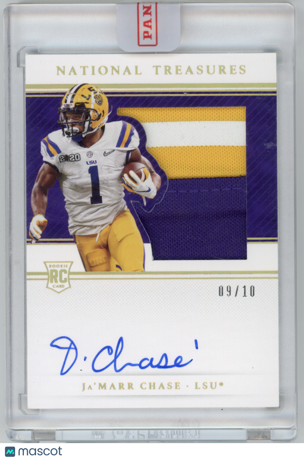 JA'MARR CHASE 2021 National Treasures Collegiate Rookie Patch Auto Gold /10 #94