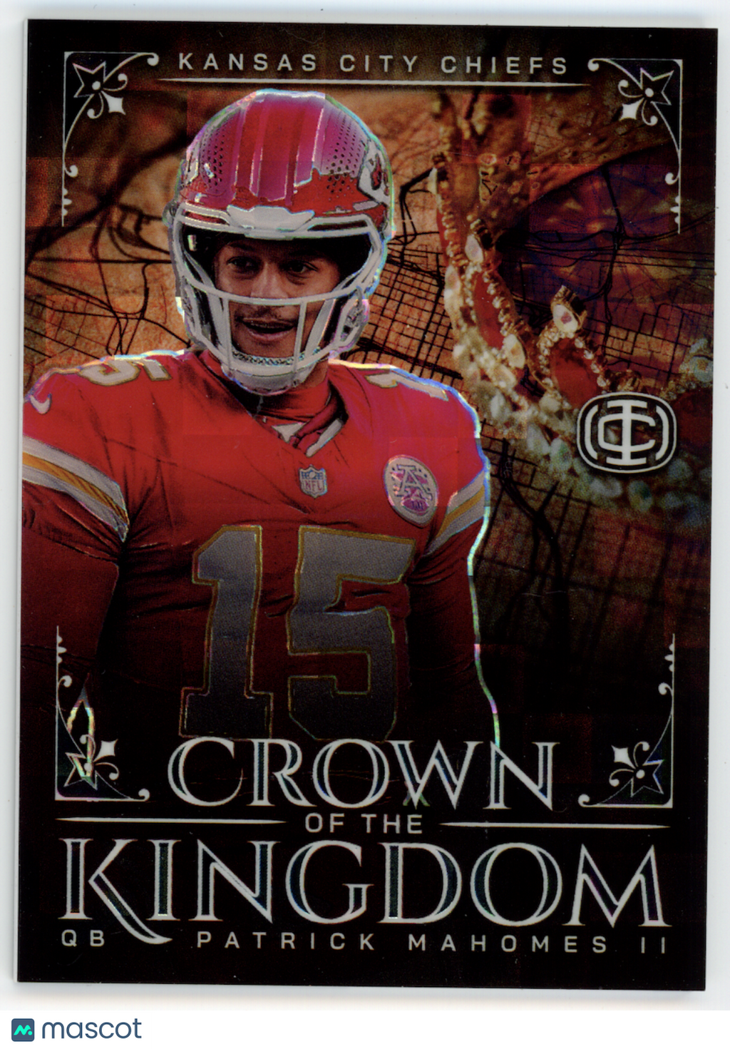 PATRICK MAHOMES II 2025 Panini Icon Crown of the Kingdom Black Pandora Prizm /25