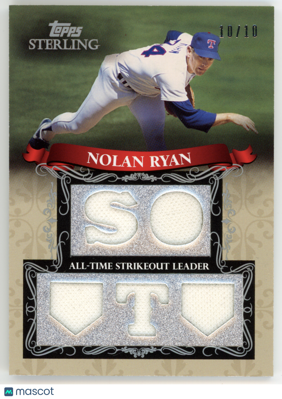 NOLAN RYAN 2009 Topps Sterling Game Used Patch Relic /10 #5CCR-36 Rangers