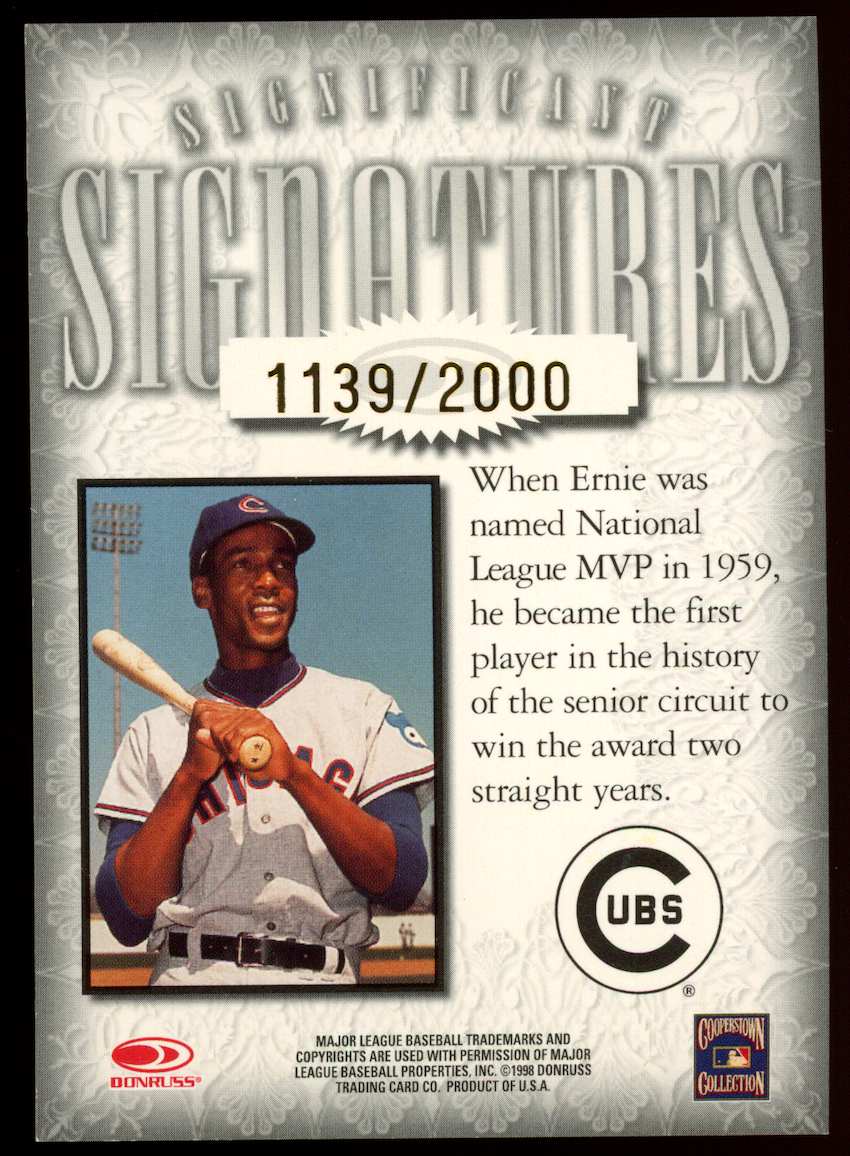 ERNIE BANKS 1998 Donruss Signature Series Significant Signatures Auto /2000 Cubs