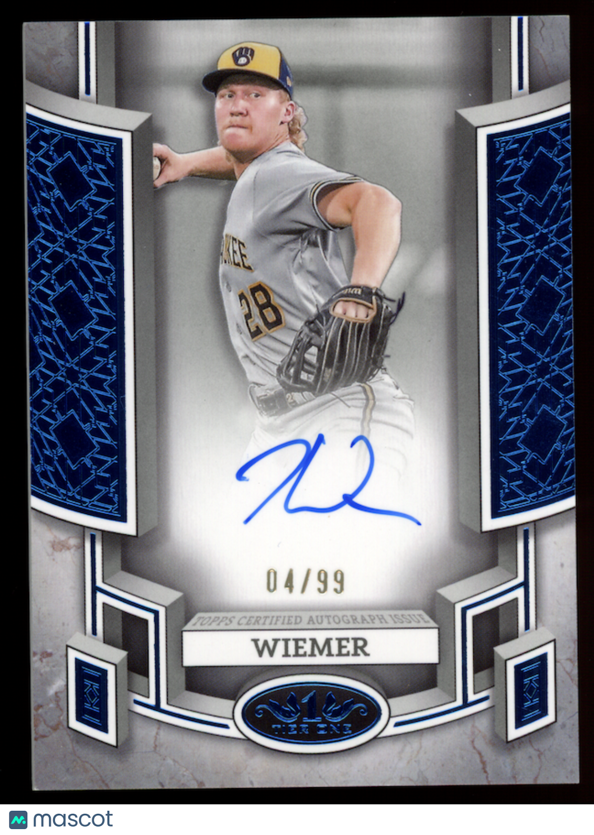 JOEY WIEMER 2024 Topps Tier One Break Out Auto Blue /99 #BOA-JW Brewers
