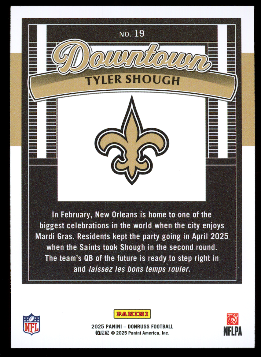TYLER SHOUGH 2025 Panini Donruss Downtown Case Hit SSP Rookie #19 Saints