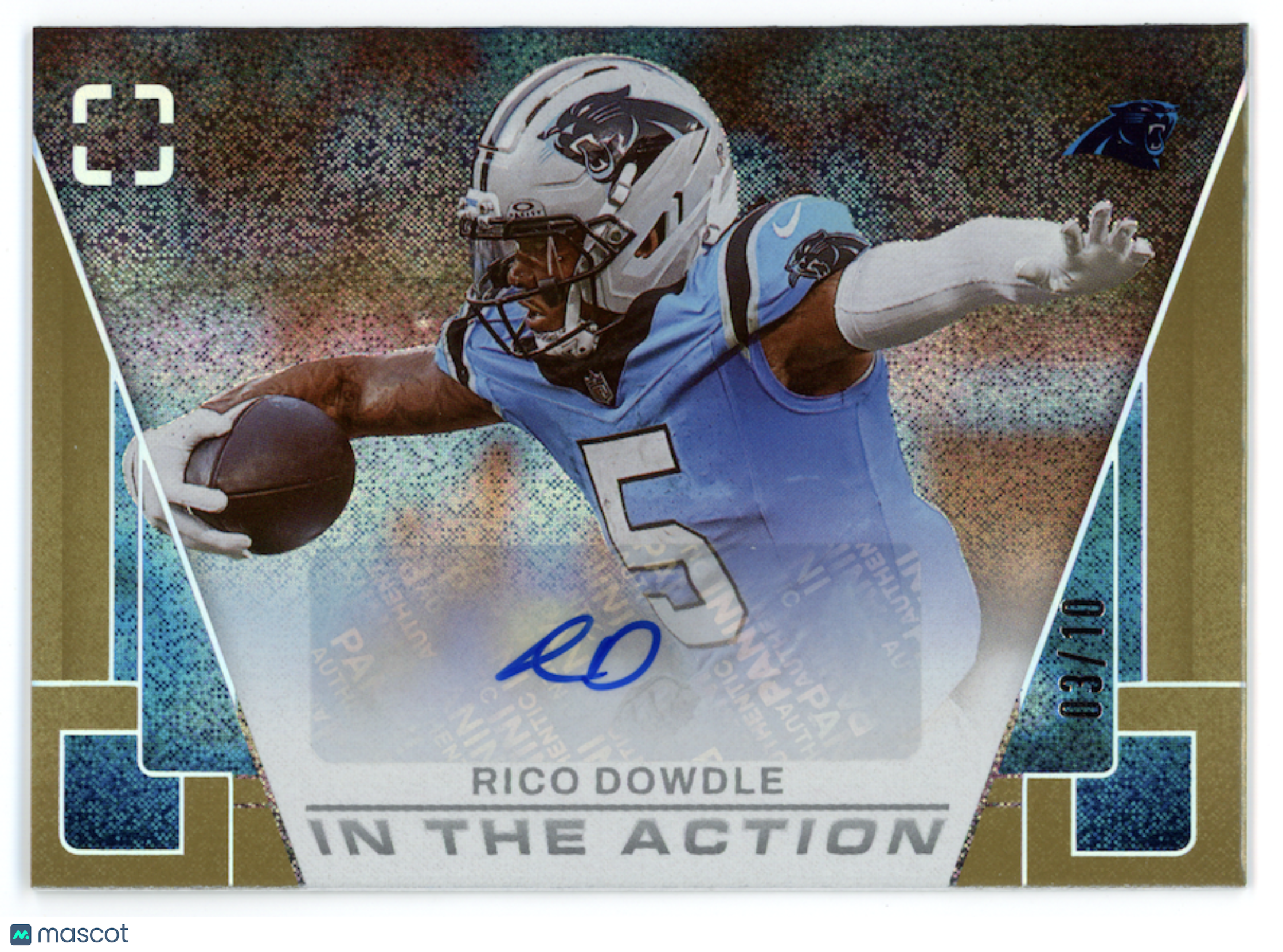 RICO DOWDLE 2025 Panini Photogenic In The Action Auto Gold /10 #ITA-RCD