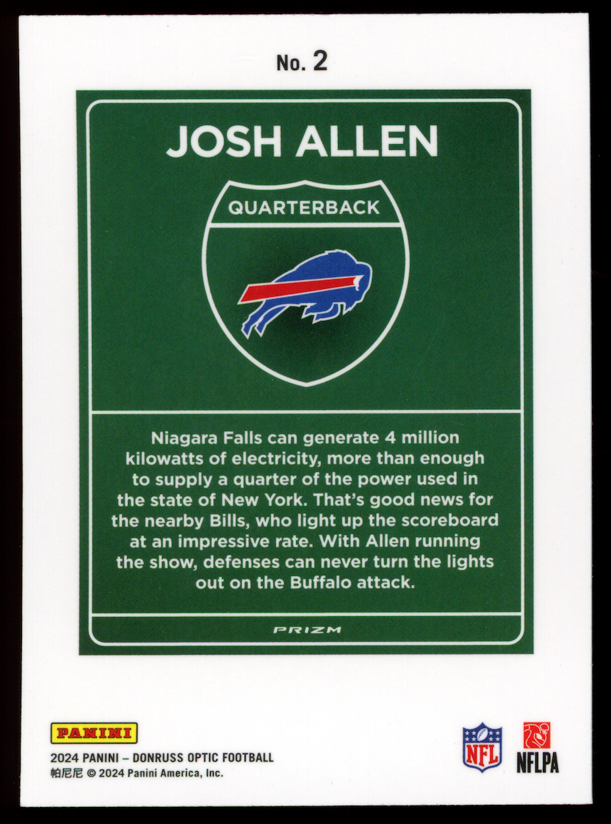 JOSH ALLEN 2024 Panini Donruss Optic Downtown Case Hit SSP #2 Bills