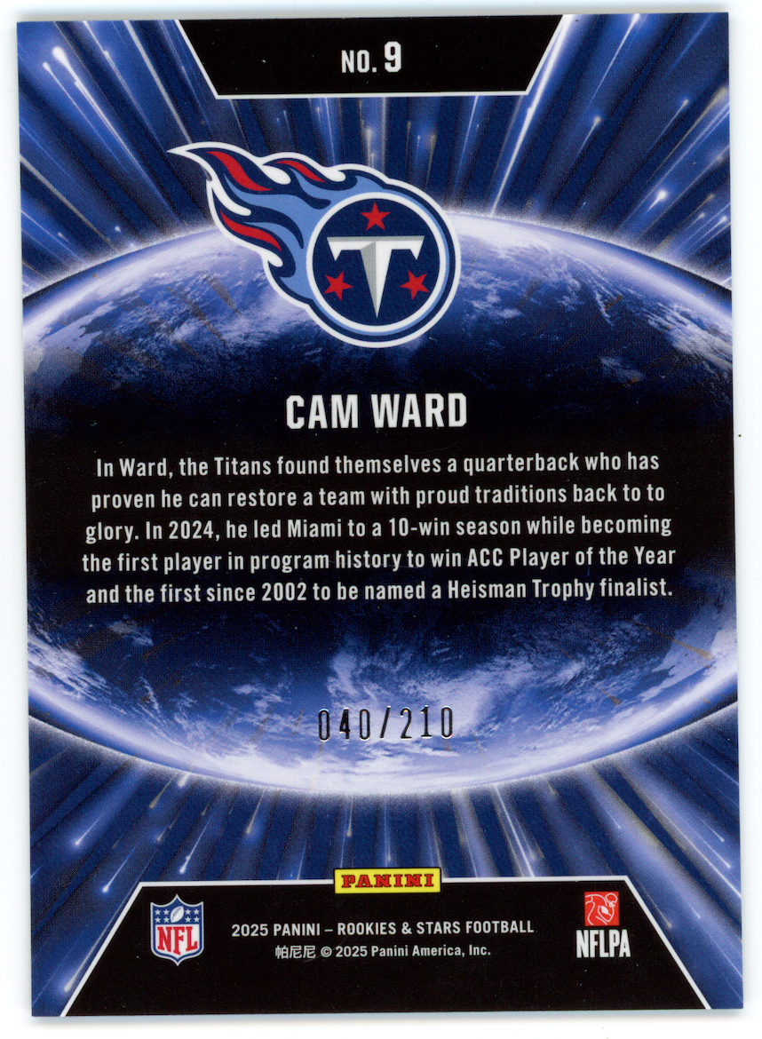 CAM WARD 2025 Panini Rookies & Stars Stellar Rookie Pandora /210 #9 Titans