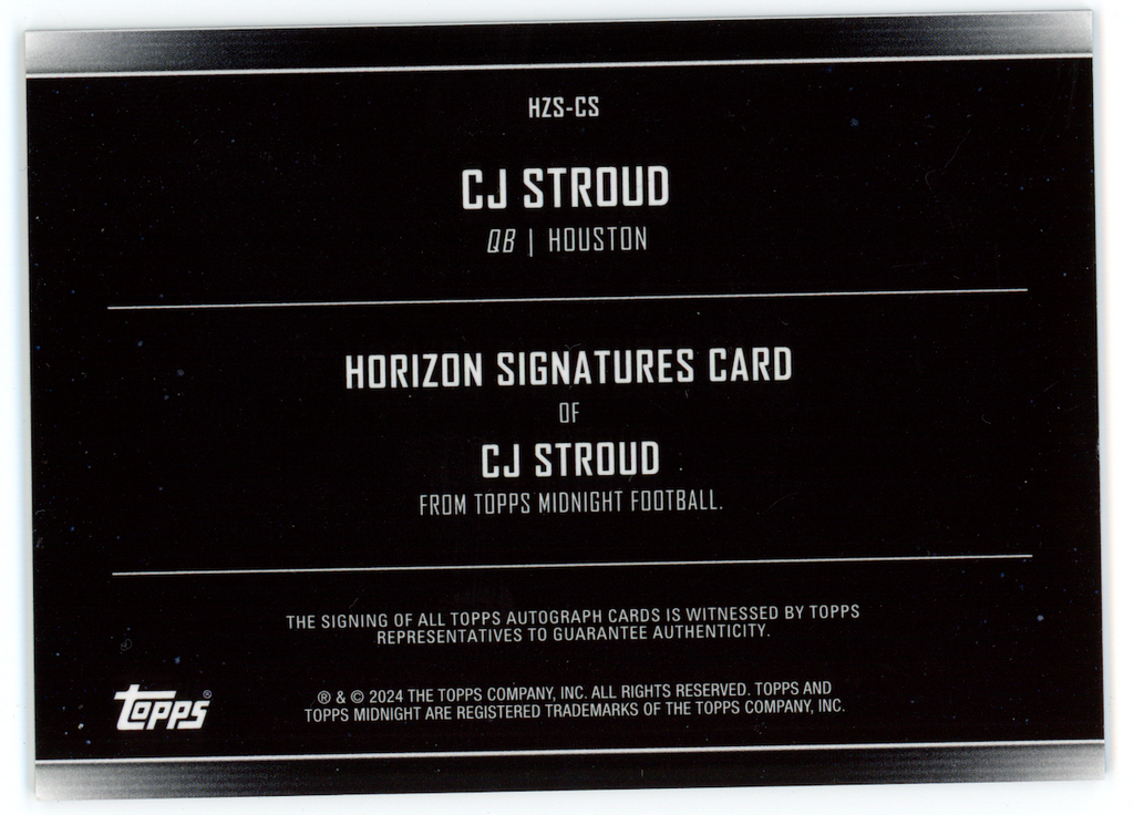 CJ STROUD 2024 Topps Midnight Horizon Signatures Auto Moon Beam SSP #HZS-CS
