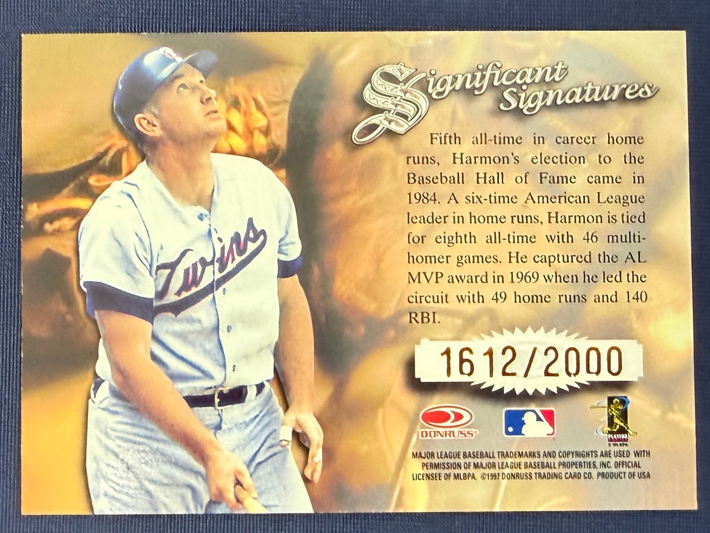 HARMON KILLEBREW 1997 Donruss Signature Series Significant Signatures Auto /2000