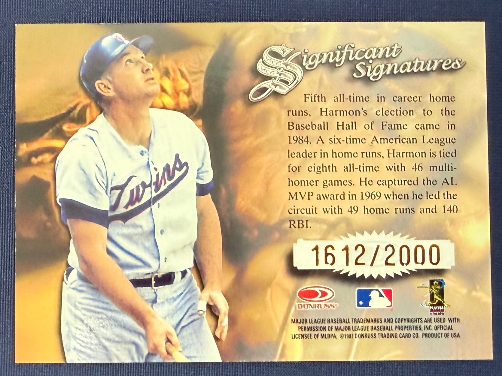 HARMON KILLEBREW 1997 Donruss Signature Series Significant Signatures Auto /2000