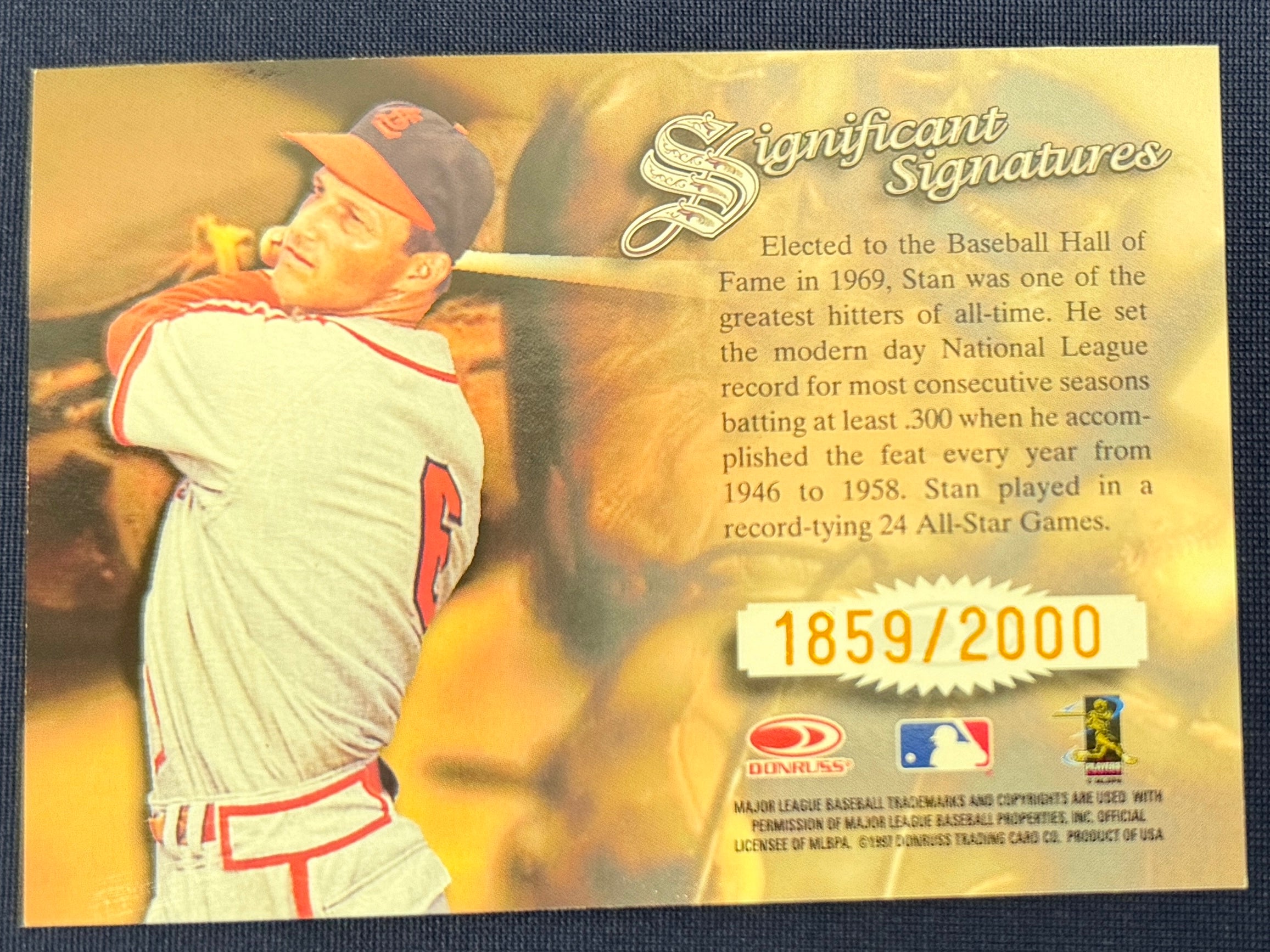 STAN MUSIAL 1997 Donruss Signature Series Significant Signatures Auto /2000