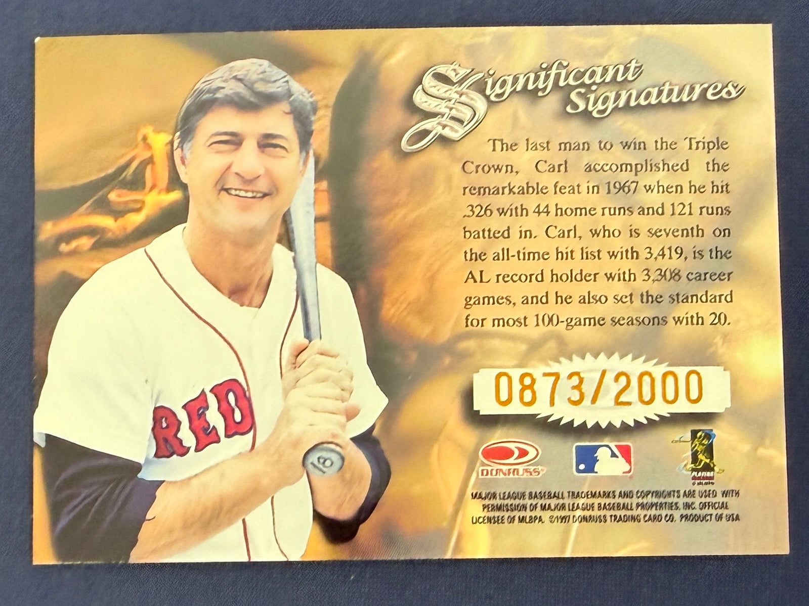 CARL YASTRZEMSKI 1997 Donruss Signature Series Significant Signatures Auto /2000