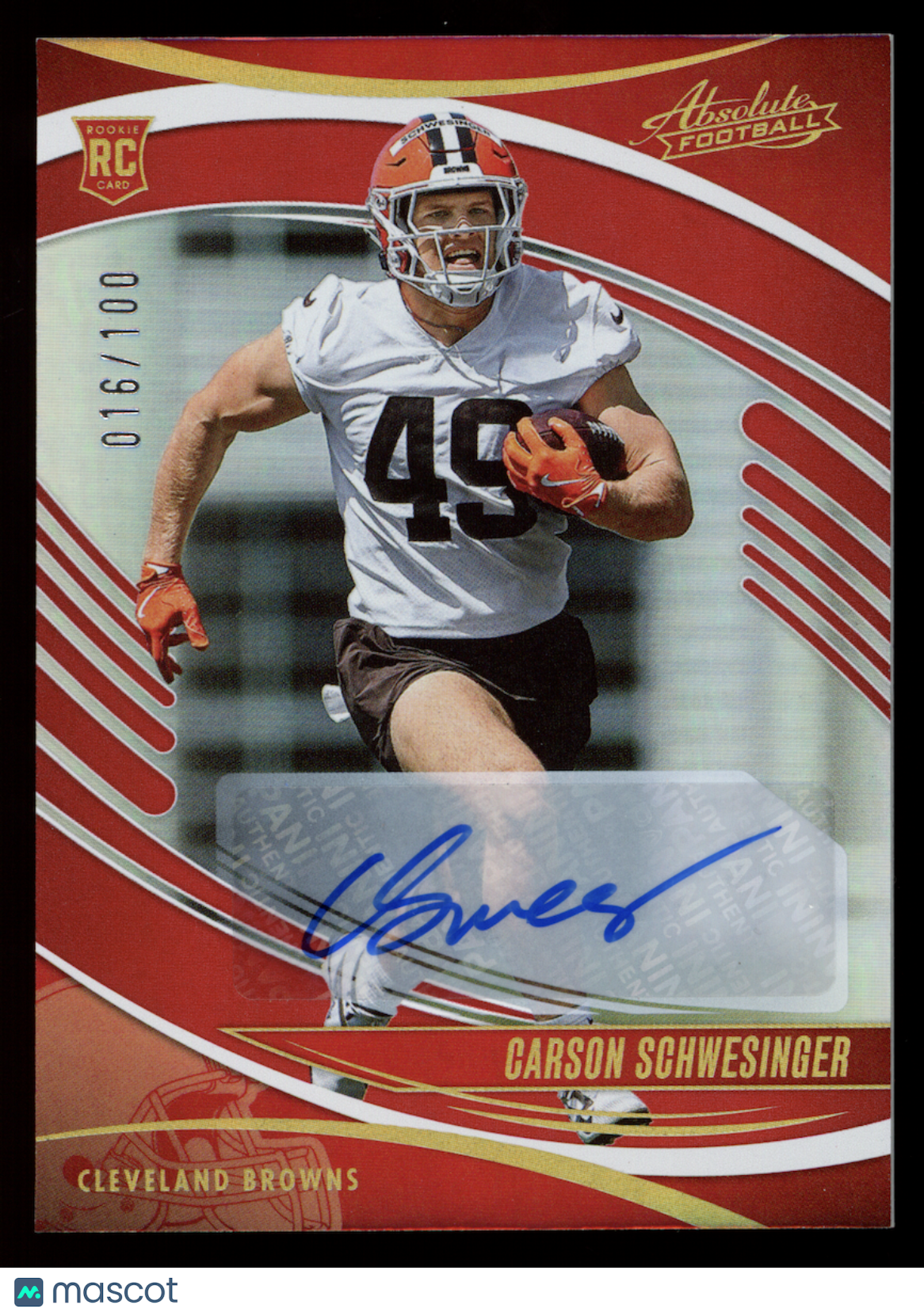 CARSON SCHWESINGER 2025 Panini Absolute Rookie Auto Spectrum Red /100 #112 Brown