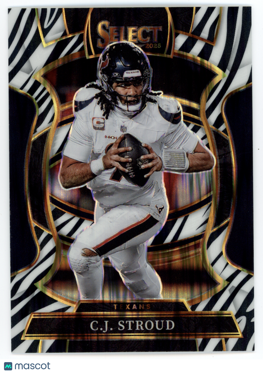 C.J. STROUD 2025 Panini Select Concourse Zebra Prizm Case Hit SSP #34 Texans