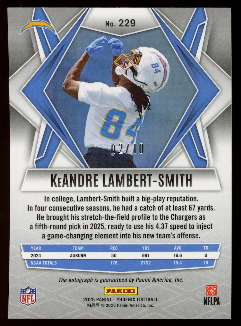 KeANDRE LAMBERT-SMITH 2025 Panini Phoenix Rookie Auto Gold Pandora Prizm /10