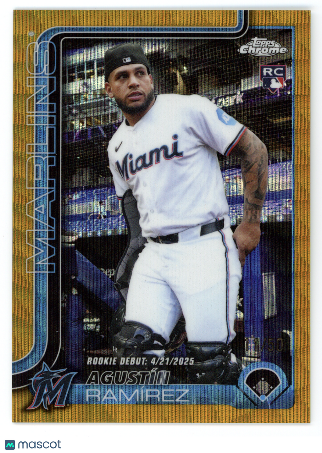 AGUSTIN RAMIREZ 2025 Topps Chrome Update Rookie Gold Wave Refractor /50 #USC38