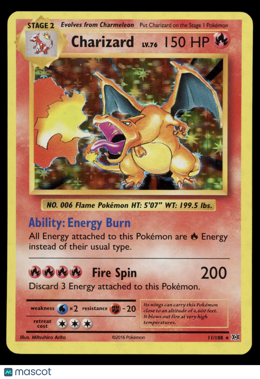 CHARIZARD 2016 Pokemon XY Evolutions Holo Rare #11/108