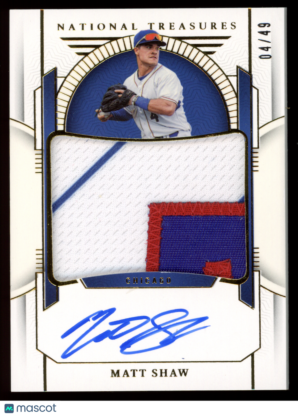 MATT SHAW 2024 Panini National Treasures Prospect Patch Auto /49 #PMS-MS Cubs